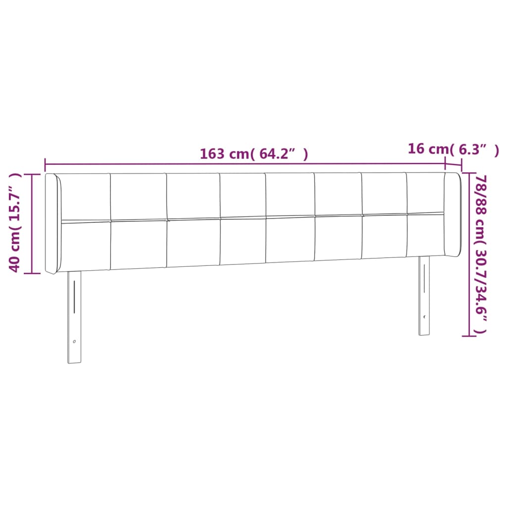 vidaXL Cabeceira de cama c/ luzes LED tecido 163x16x78/88 cm cor creme