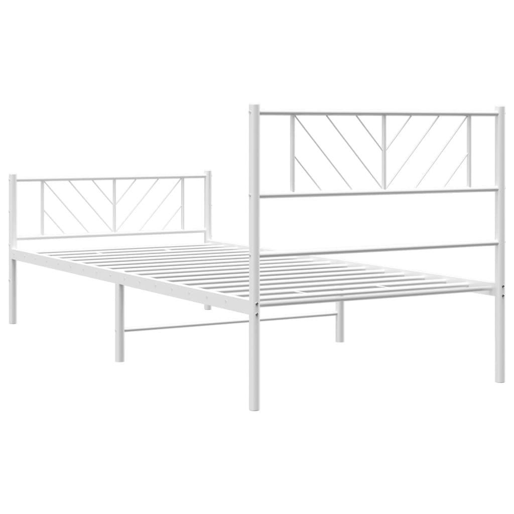 vidaXL Estrutura de cama com cabeceira e pés 100x190 cm metal branco