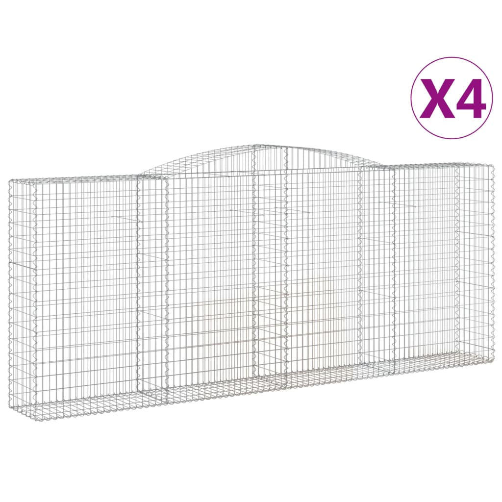 vidaXL Cestos gabião arqueados 4pcs 400x50x160/180cm ferro galvanizado