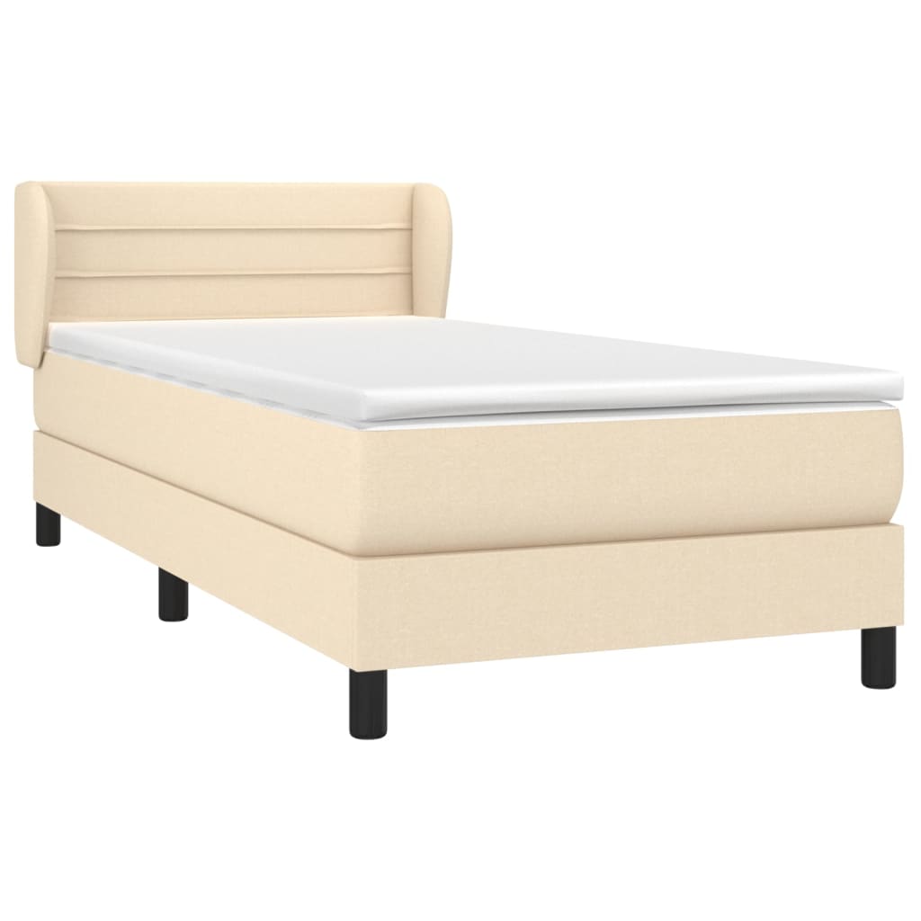 vidaXL Cama com molas/colchão 100x200 cm tecido cor creme