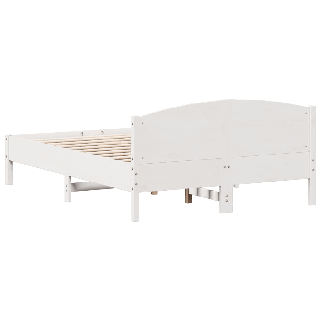 vidaXL Cama sem colchão 135x190 cm madeira de pinho maciça branco