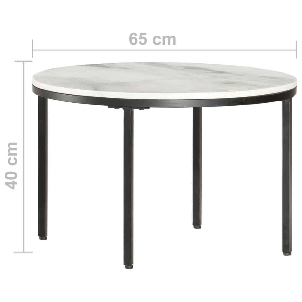 vidaXL Mesa de centro Ø65 cm mármore genuína maciça branco e preto