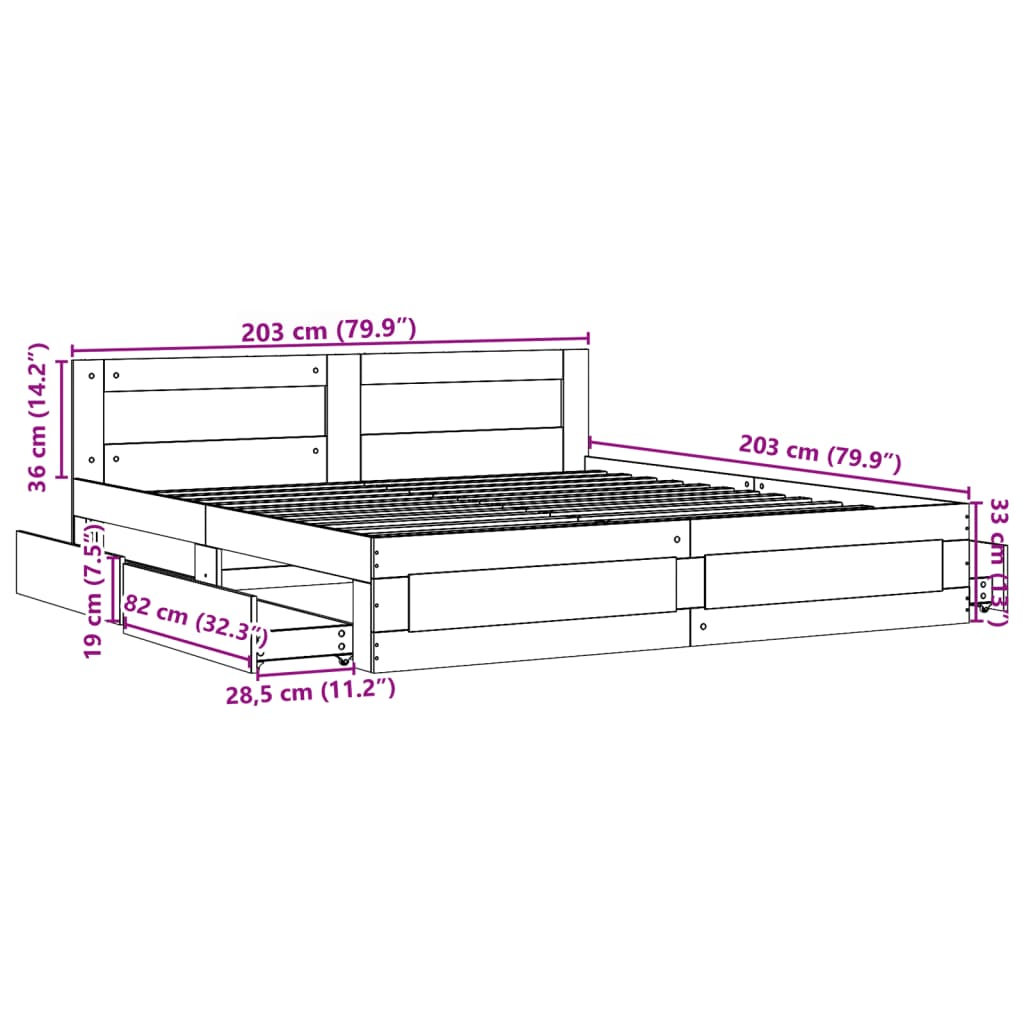 vidaXL Estrutura cama c/ cabeceira derivados madeira carvalho sonoma