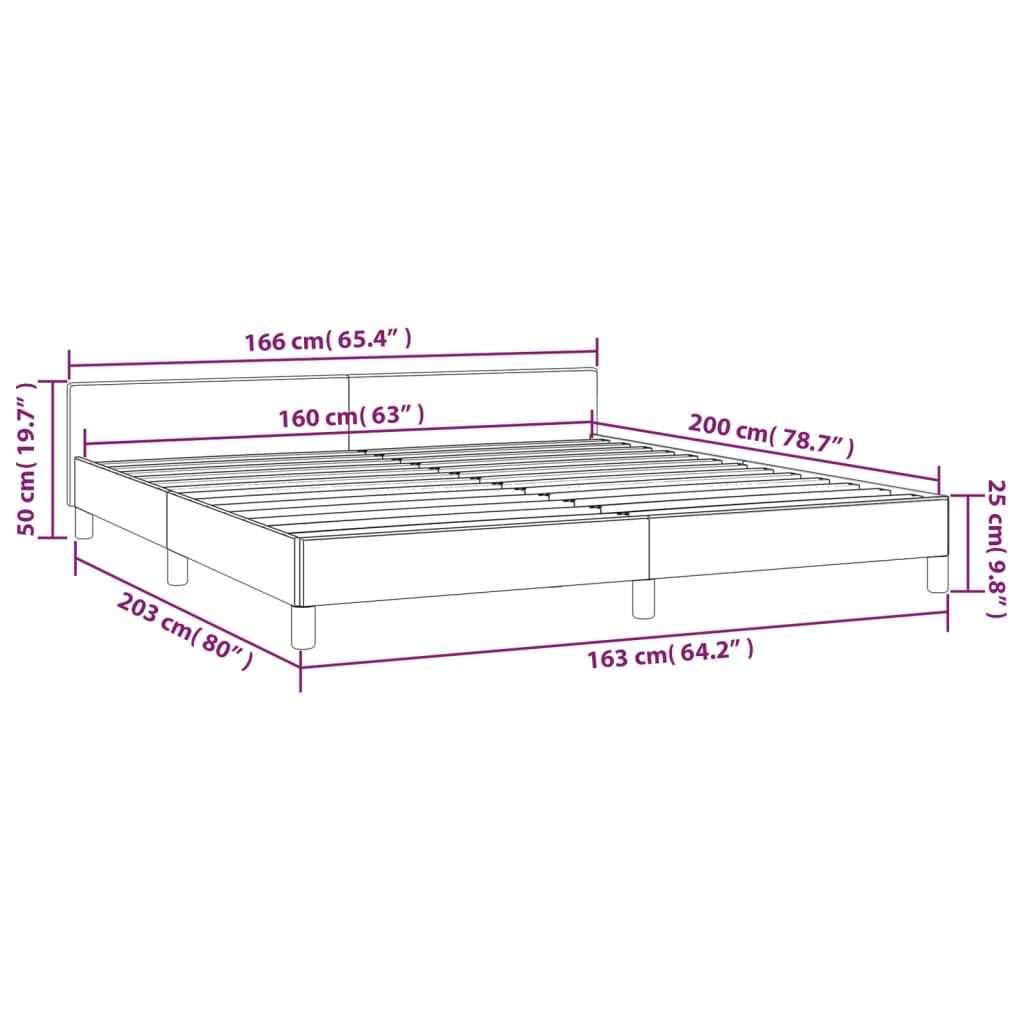 vidaXL Estrutura de cama sem colchão 160x200 cm tecido castanho-escuro