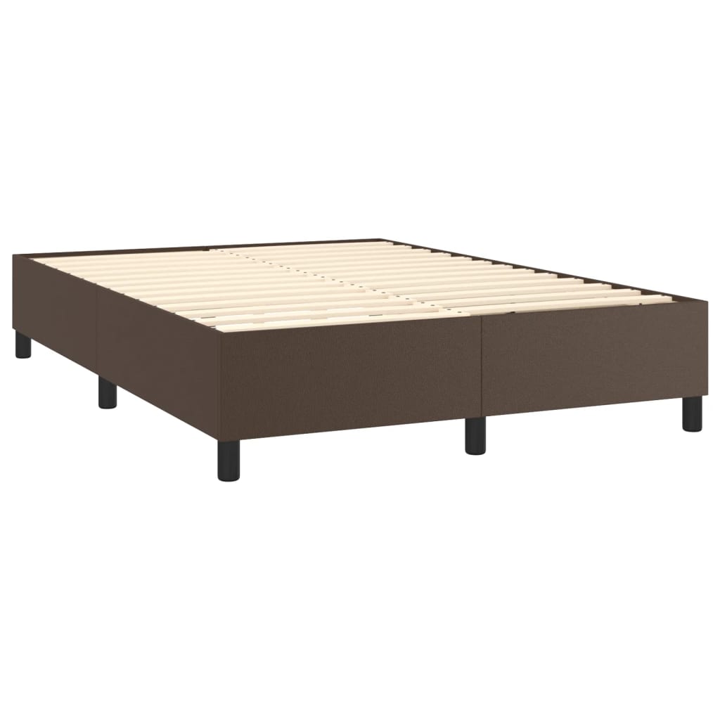 vidaXL Estrutura de cama 140x200cm couro artificial castanho