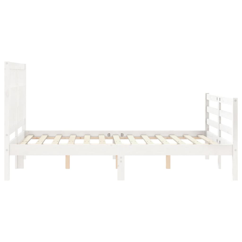 vidaXL Estrutura de cama com cabeceira 140x200cm madeira maciça branco