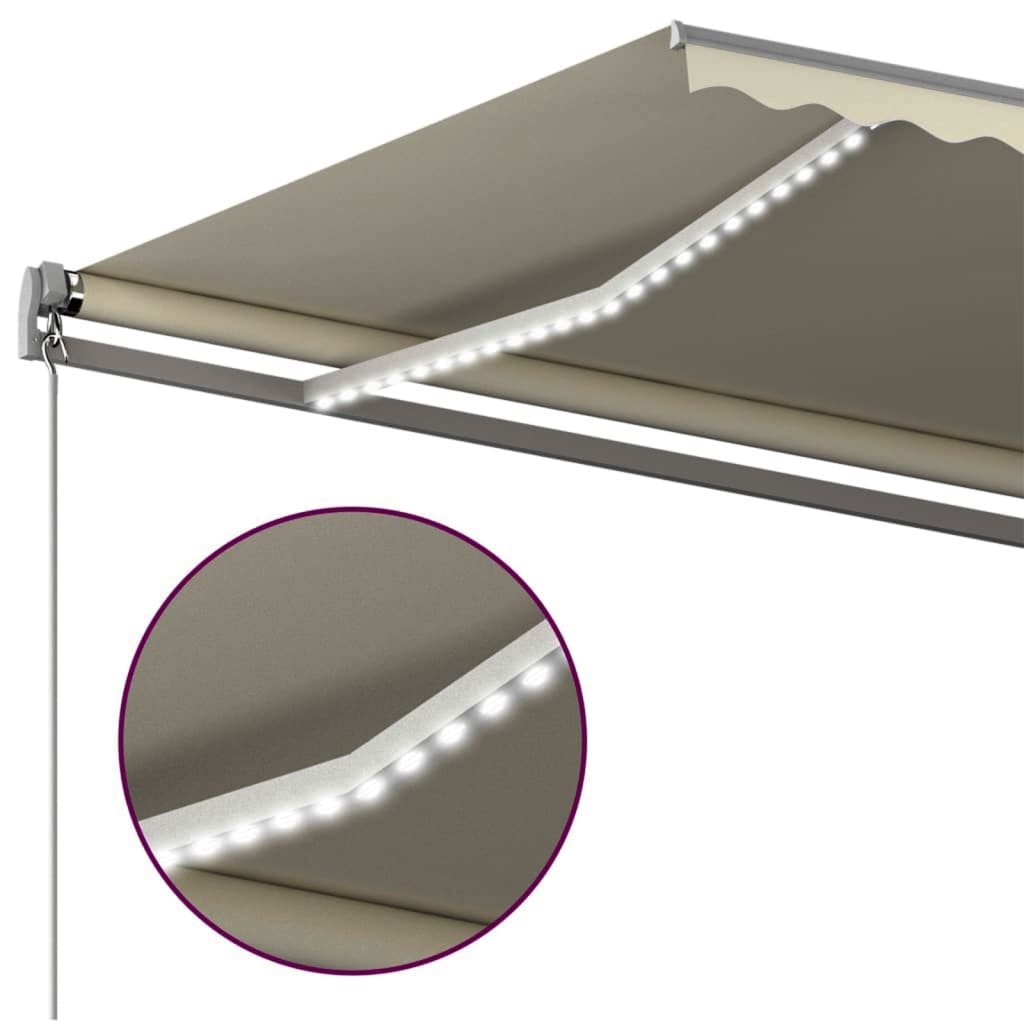 vidaXL Toldo automático com LED e sensor de vento 400x300 cm cor creme