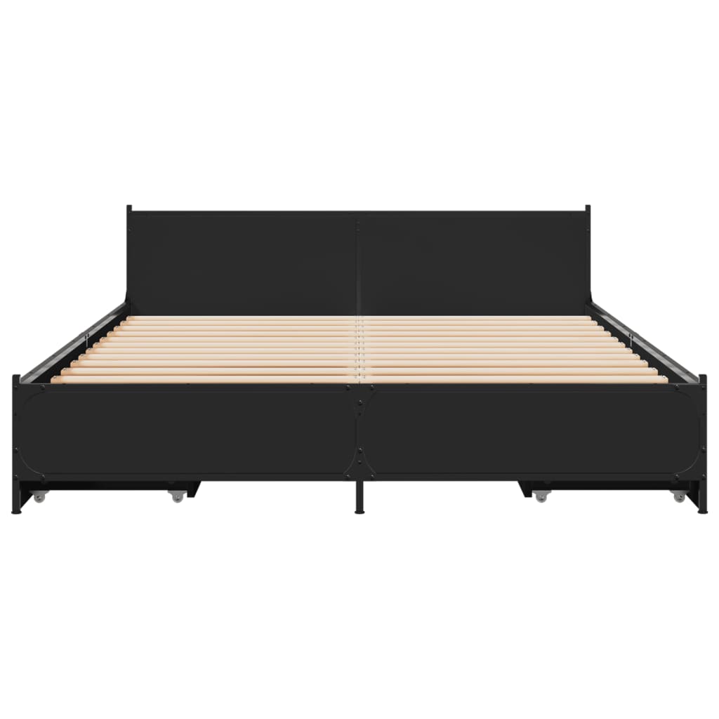 vidaXL Estrutura de cama c/ gavetas 160x200 cm derivados madeira preto