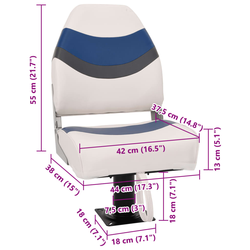 vidaXL 2 pcs conjunto assento de barco dobrável com encosto alto