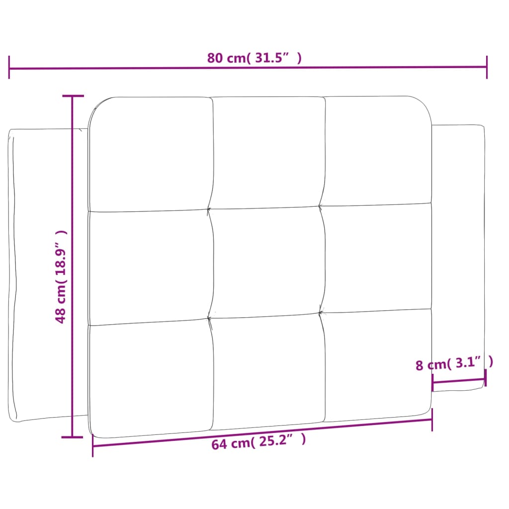 vidaXL Almofadão de cabeceira 80 cm couro artificial cinzento