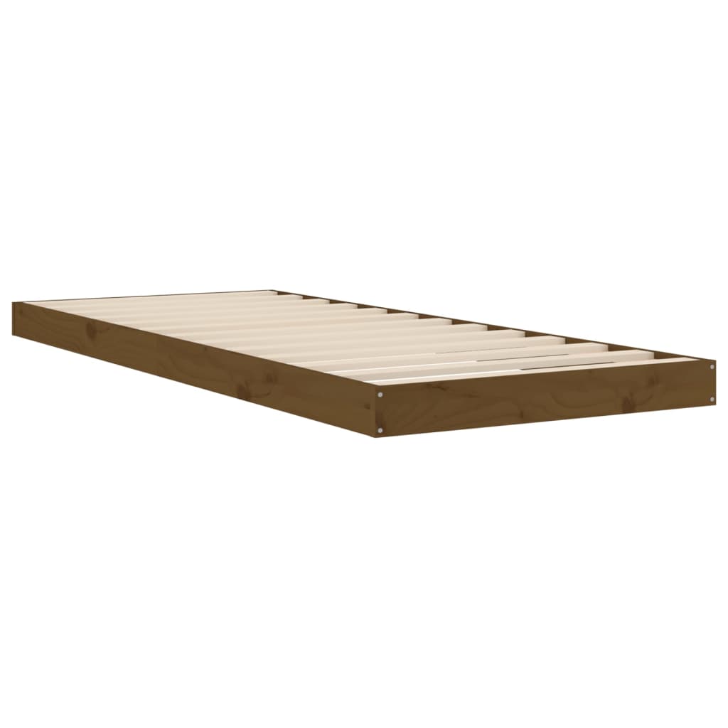 vidaXL Estrutura cama pequena solteiro 75x190 cm pinho castanho mel