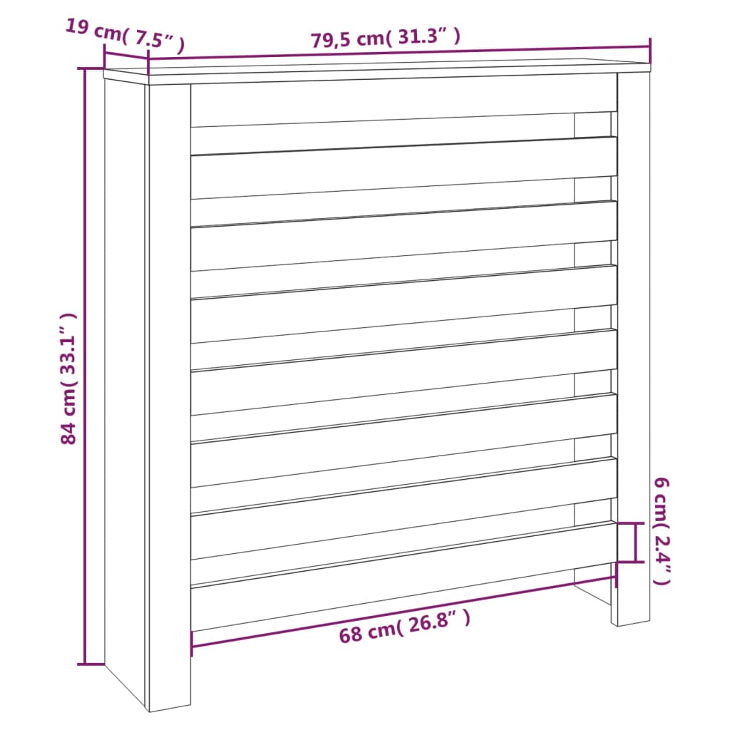 vidaXL Cobertura de radiador 79,5x19x84 cm pinho maciço