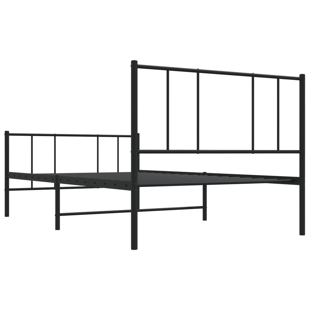 vidaXL Estrutura de cama com cabeceira e pés 100x190 cm metal preto