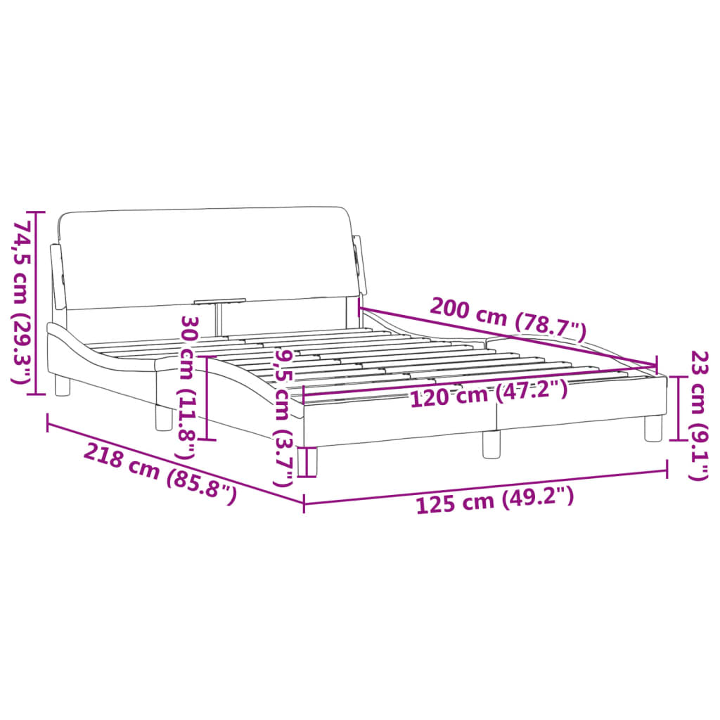 vidaXL Estrutura de cama c/ cabeceira 120x200 cm veludo verde-escuro