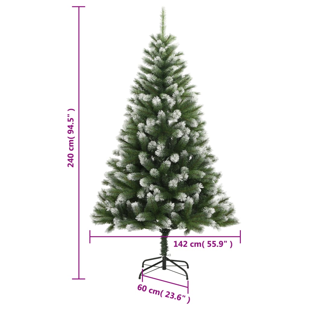 vidaXL Árvore de Natal artificial articulada c/ flocos de neve 240 cm