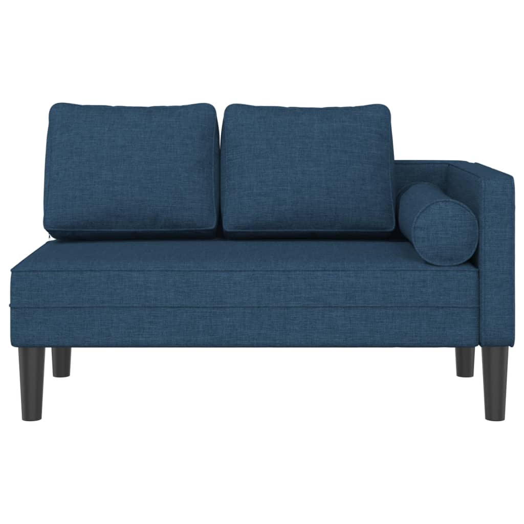 vidaXL Chaise lounge com almofadões tecido azul