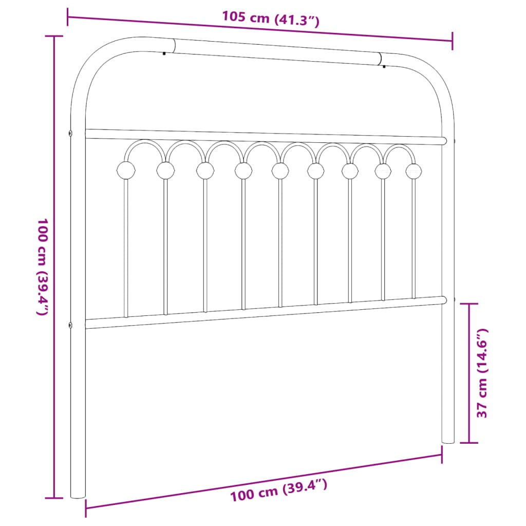 vidaXL Cabeceira de cama 100 cm metal branco