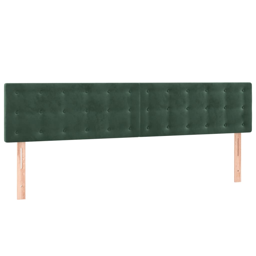 vidaXL Cabeceira de cama 2 pcs veludo 100x5x78/88 cm verde-escuro