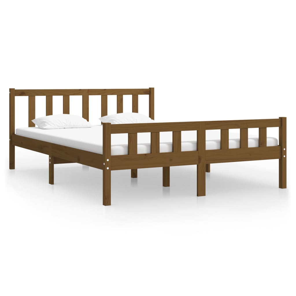 vidaXL Estrutura de cama 140x190 cm madeira maciça castanho-mel