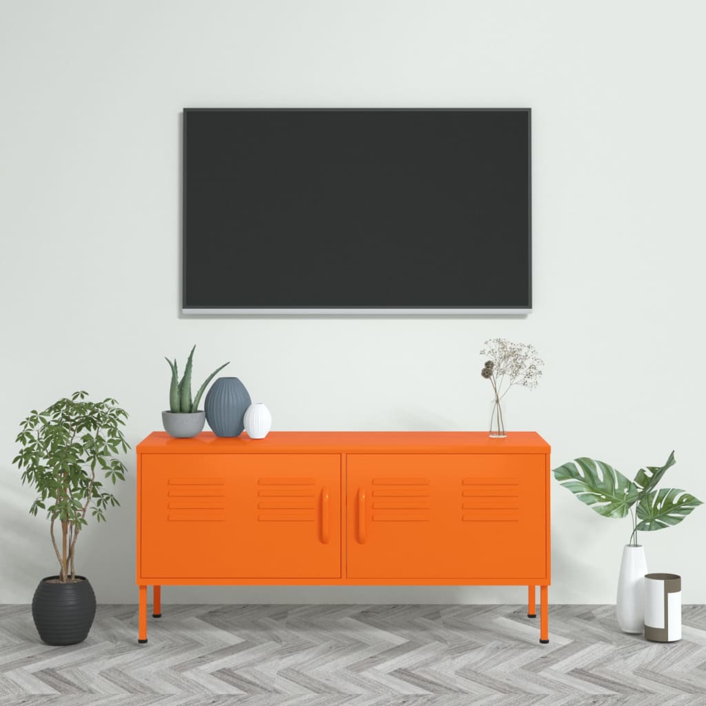 vidaXL Móvel de TV aço 105x35x50 cm laranja