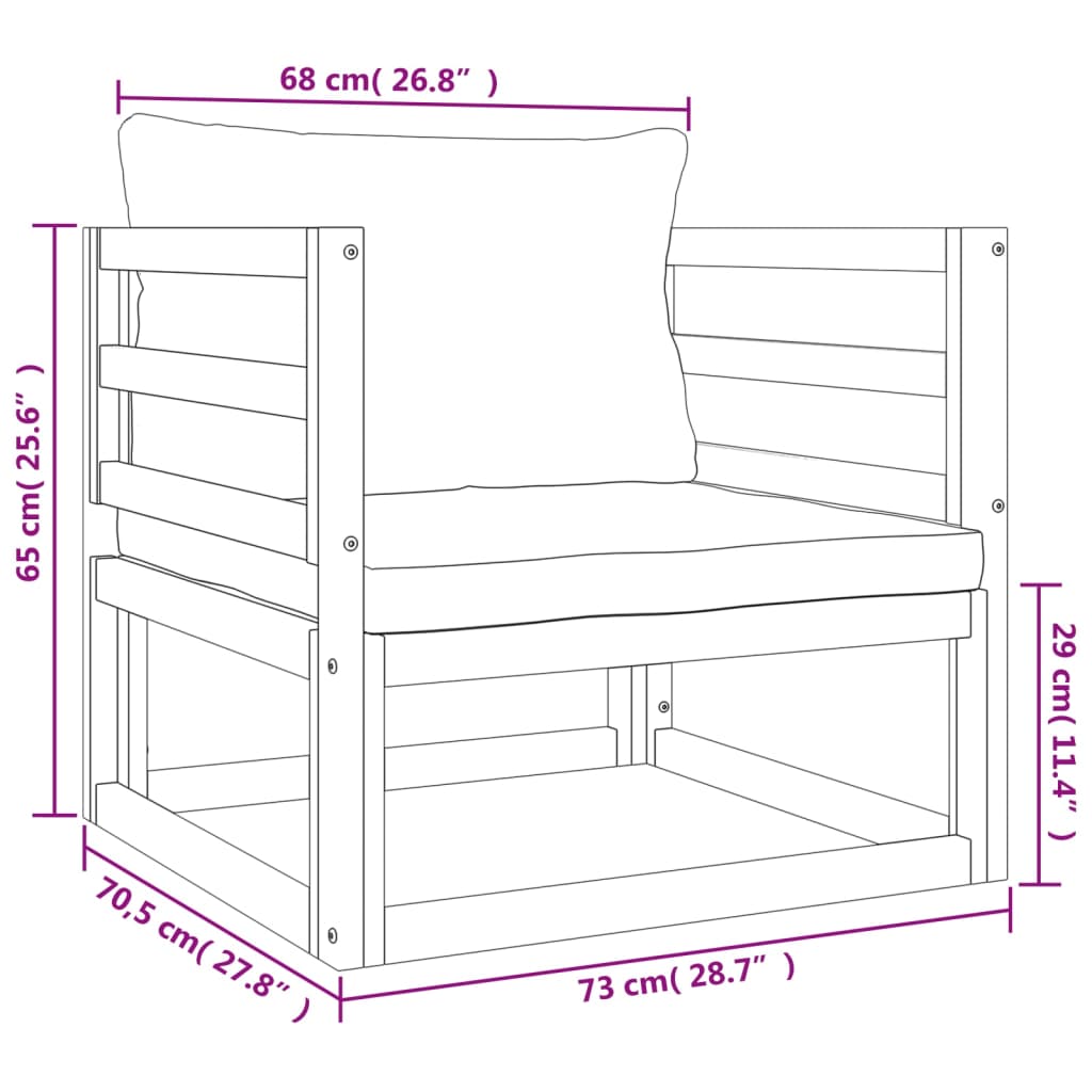 vidaXL 5 pcs conj. lounge jardim madeira c/almofadões verdes