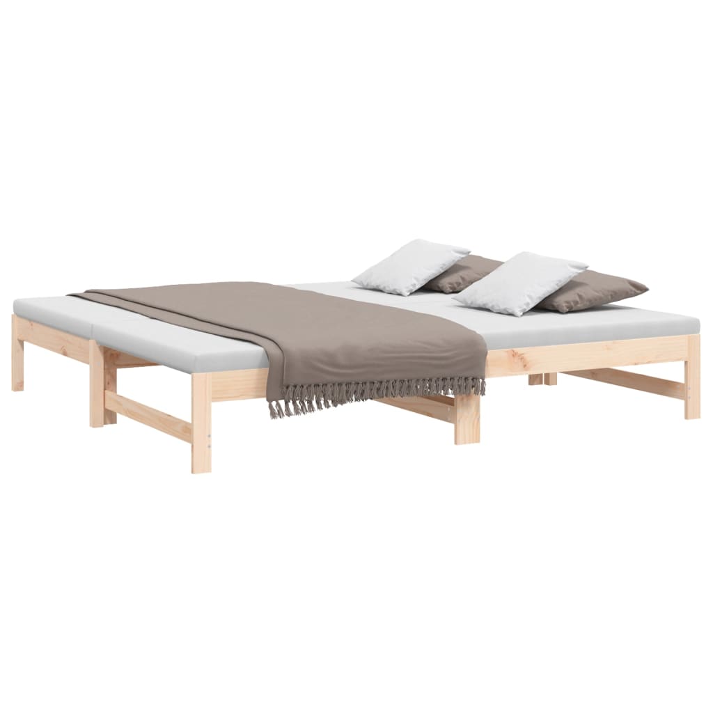 vidaXL Sofá-cama de puxar 2x(75x190) cm madeira de pinho maciça