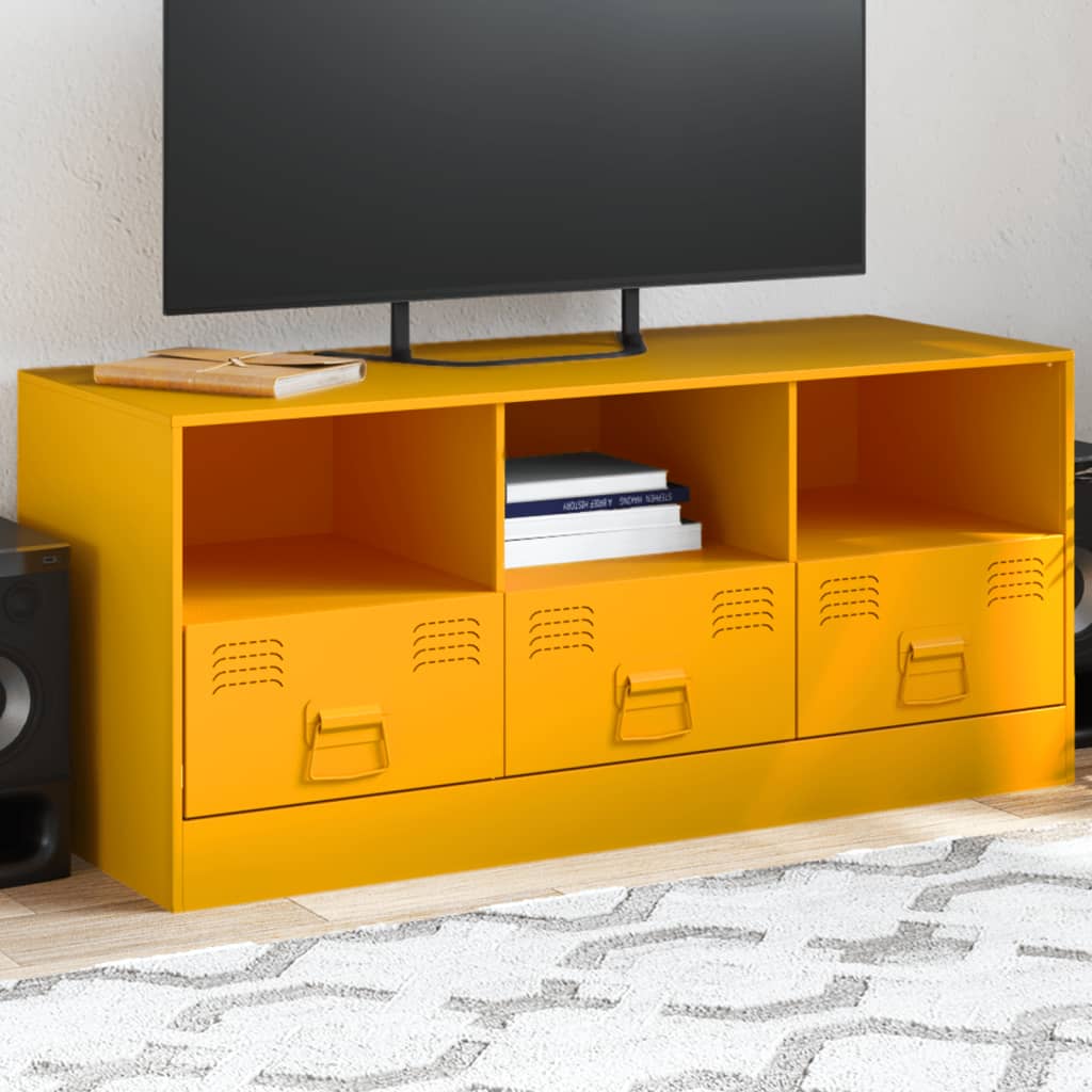 vidaXL Móvel de TV 99x39x44 cm aço amarelo mostarda