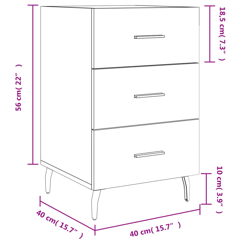 vidaXL Mesa de cabeceira 40x40x66 cm derivados de madeira branco