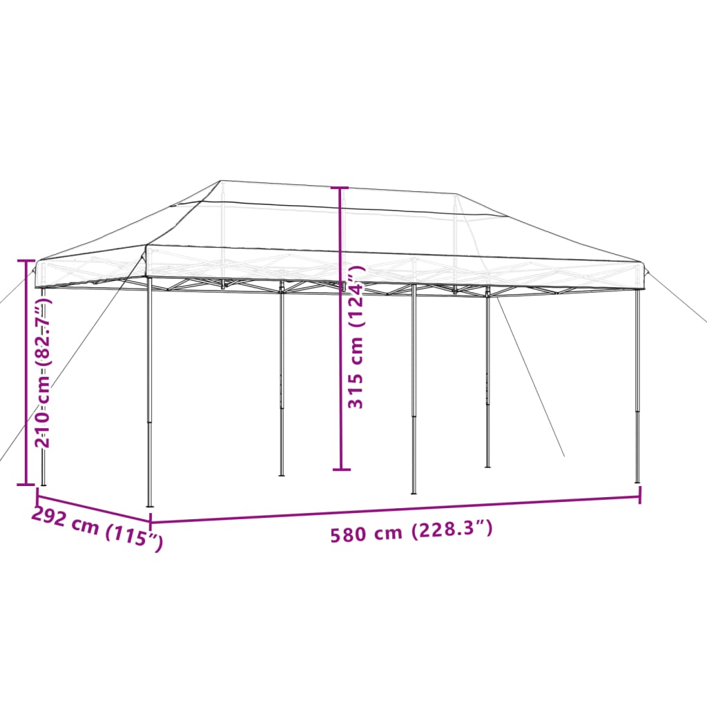 vidaXL Tenda para festas pop-up dobrável 580x292x315 cm laranja