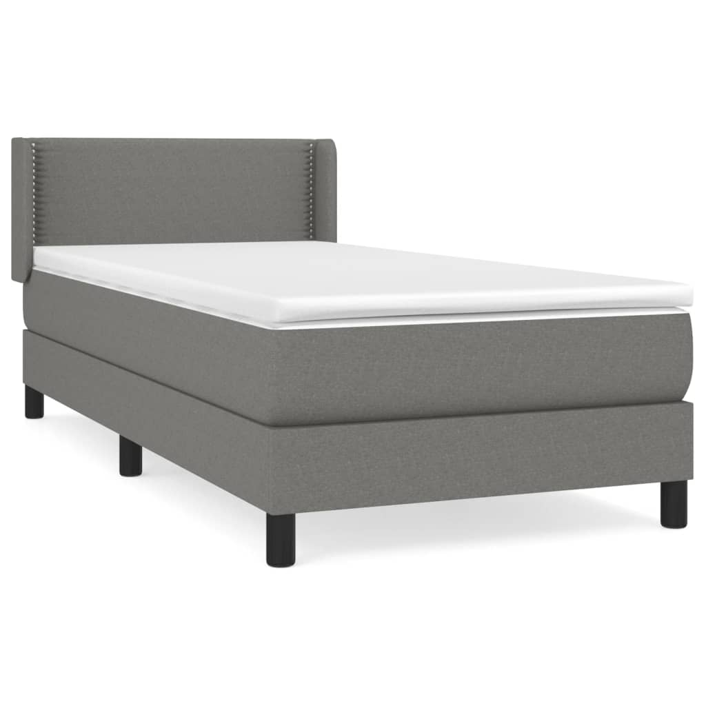 vidaXL Cama com molas/colchão 90x190 cm tecido cinza-escuro