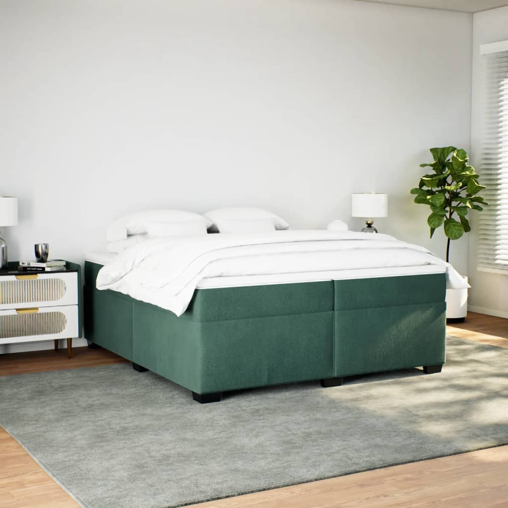 vidaXL Cama com molas/colchão 200x200 cm veludo verde-escuro