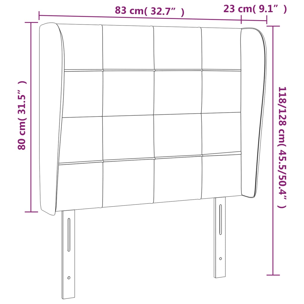 vidaXL Cabeceira cama c/ abas tecido 83x23x118/128 cm castanho-escuro