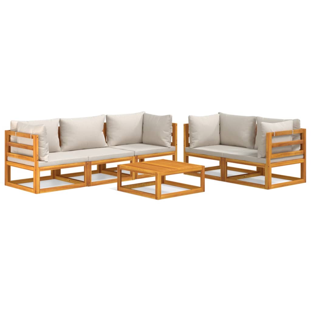 vidaXL 6pcs conjunto lounge de jardim madeira c/almofadões cinza-claro