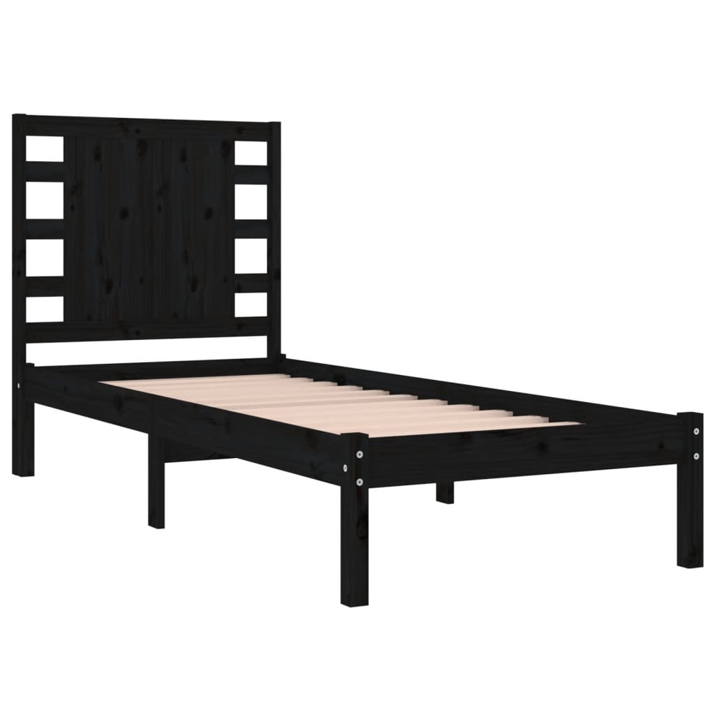 vidaXL Estrutura de cama solteiro 90x190 cm madeira maciça preto