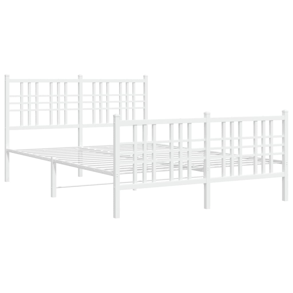 vidaXL Estrutura de cama com cabeceira e pés 120x200 cm metal branco