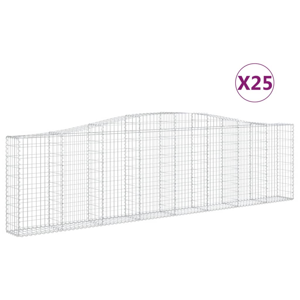 vidaXL Cestos gabião arqueados 25 pcs 400x30x100/120 ferro galvanizado