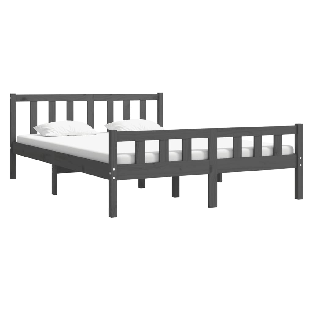 vidaXL Estrutura de cama 140x190 cm madeira maciça cinzento