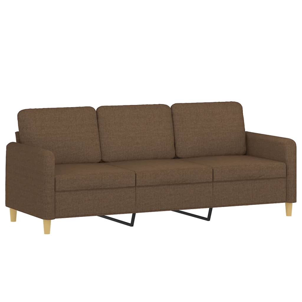 vidaXL 3 pcs conjunto de sofás com almofadas tecido castanho