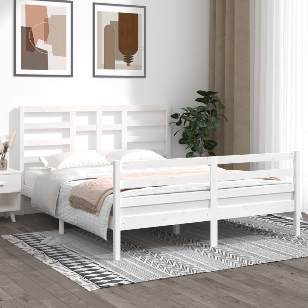 vidaXL Estrutura de cama 160x200 cm madeira maciça branco