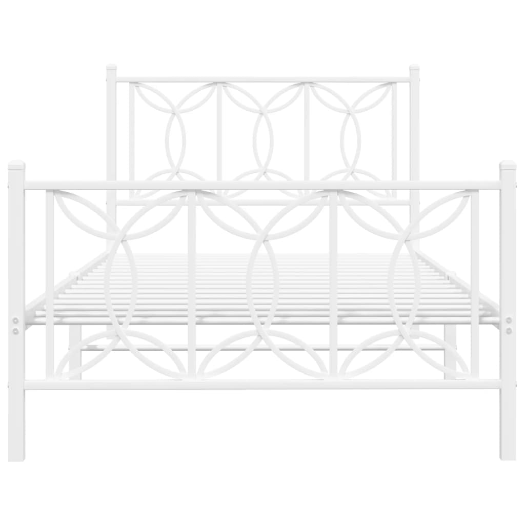 vidaXL Estrutura de cama com cabeceira e pés 100x200 cm metal branco