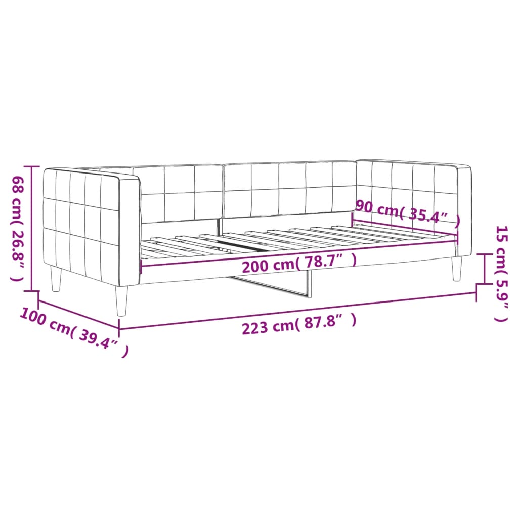 vidaXL Sofá-cama 90x200 cm veludo preto