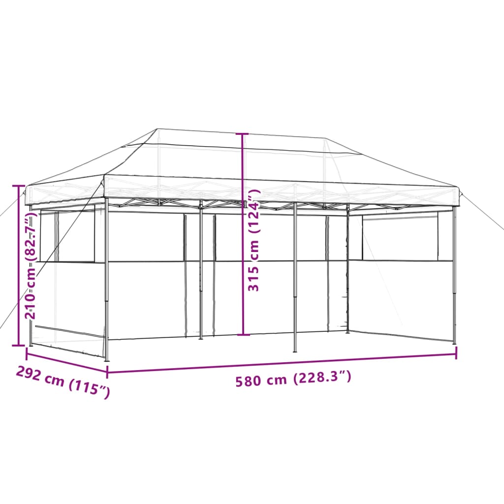 vidaXL Tenda p/ festas pop-up dobrável c/ 3 paredes cinza-acastanhado