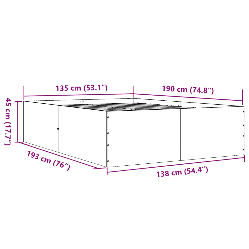 vidaXL Estrutura de cama 135x190 cm derivados de madeira preto