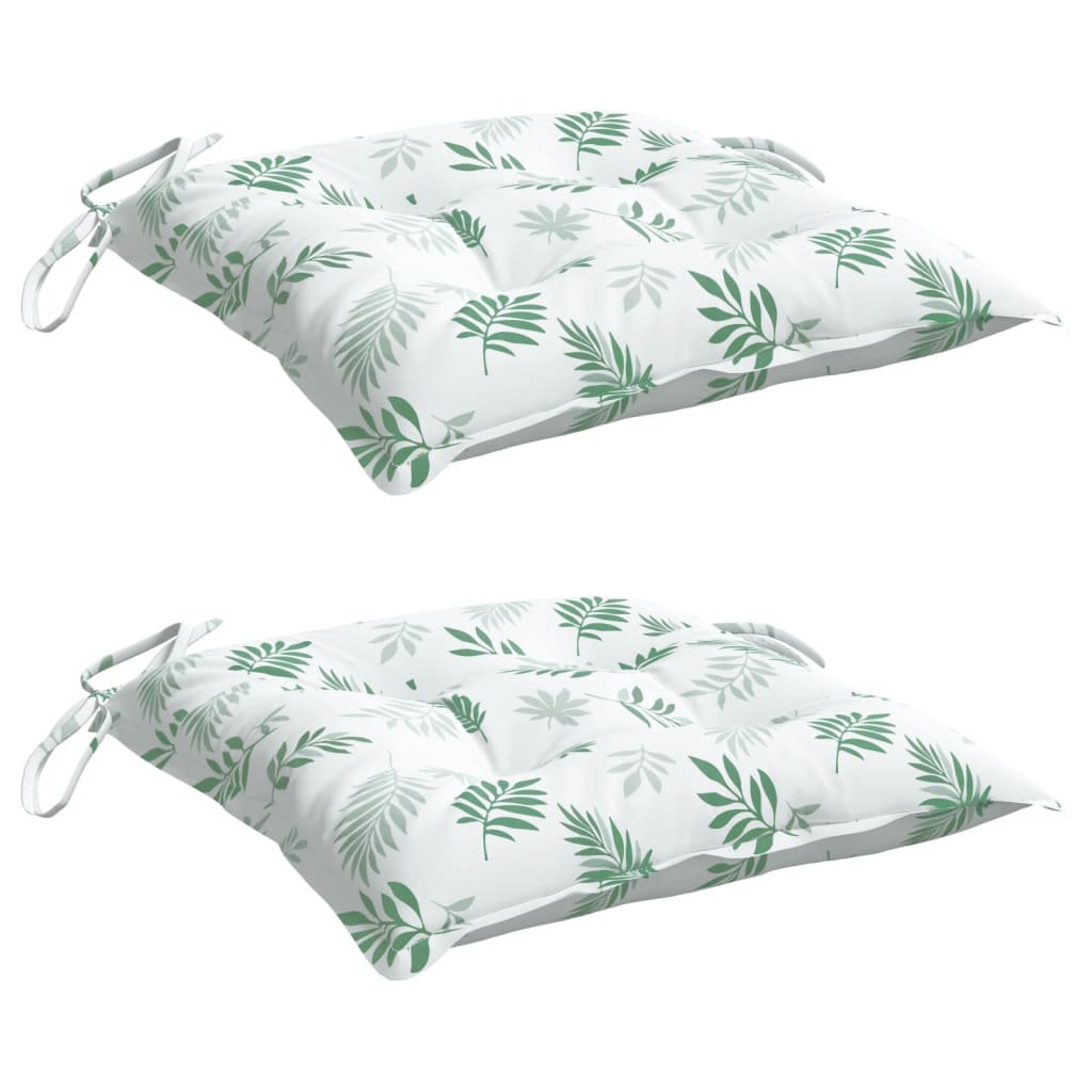 vidaXL Almofadões p/ cadeira 2 pcs tecido oxford padrão folhas