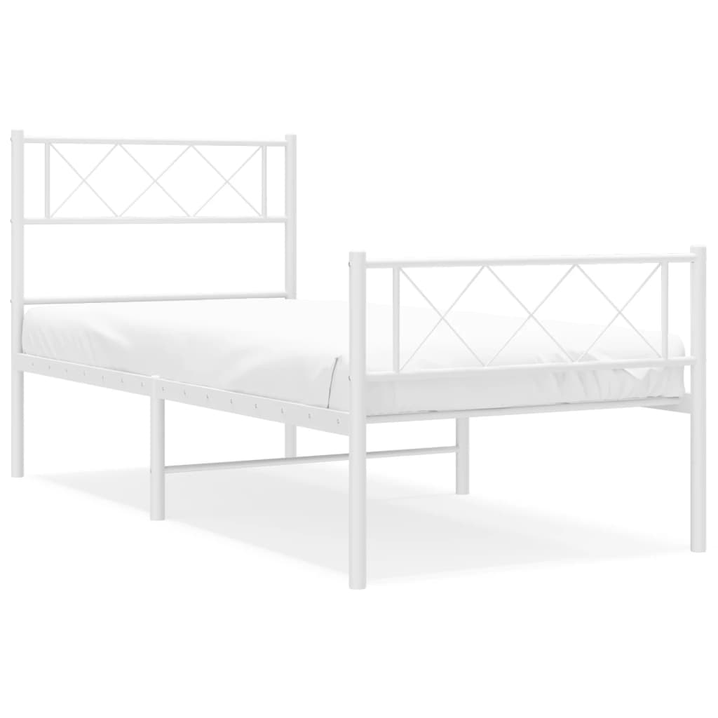 vidaXL Estrutura de cama com cabeceira e pés 100x200 cm metal branco