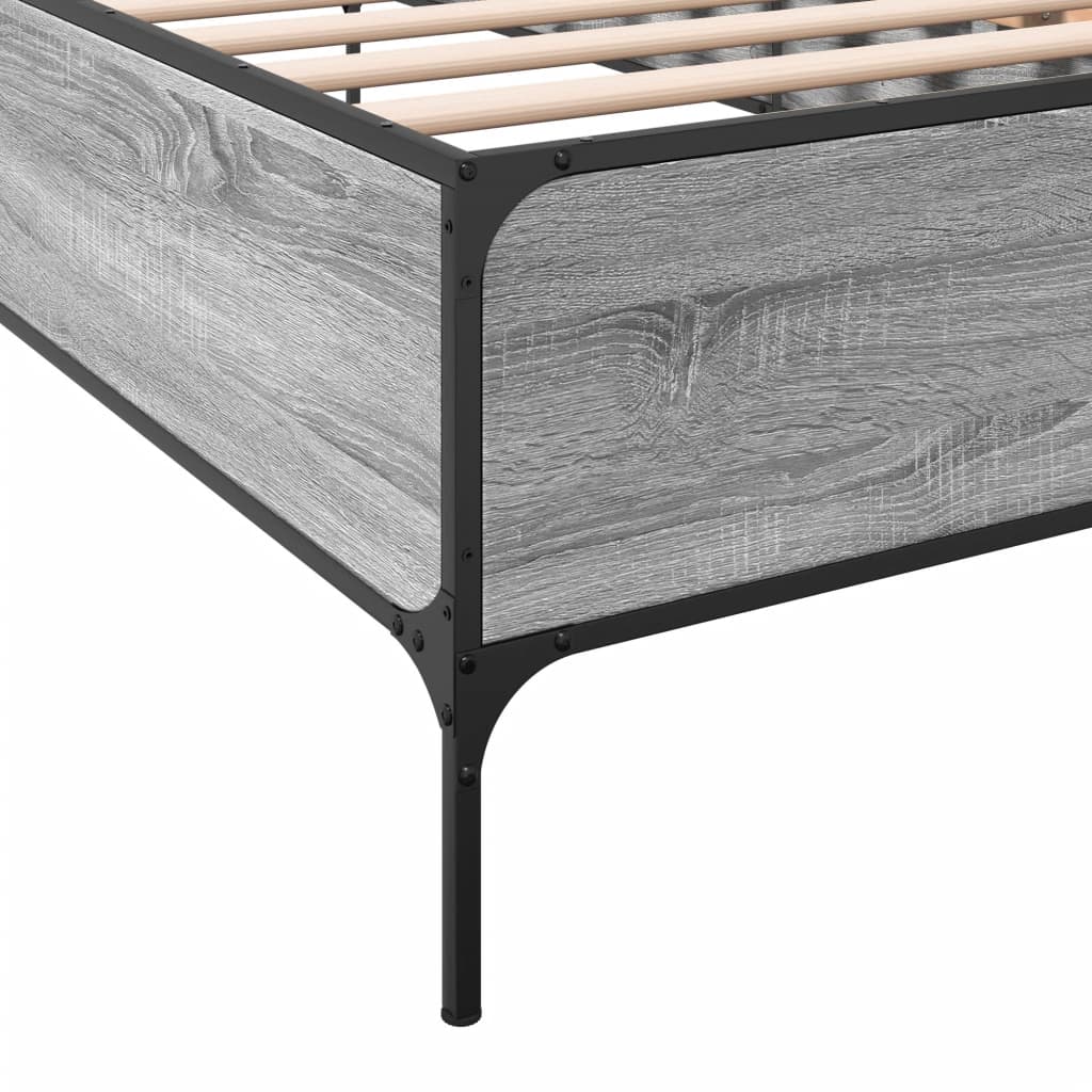 vidaXL Estrutura de cama derivados de madeira e metal cinzento sonoma