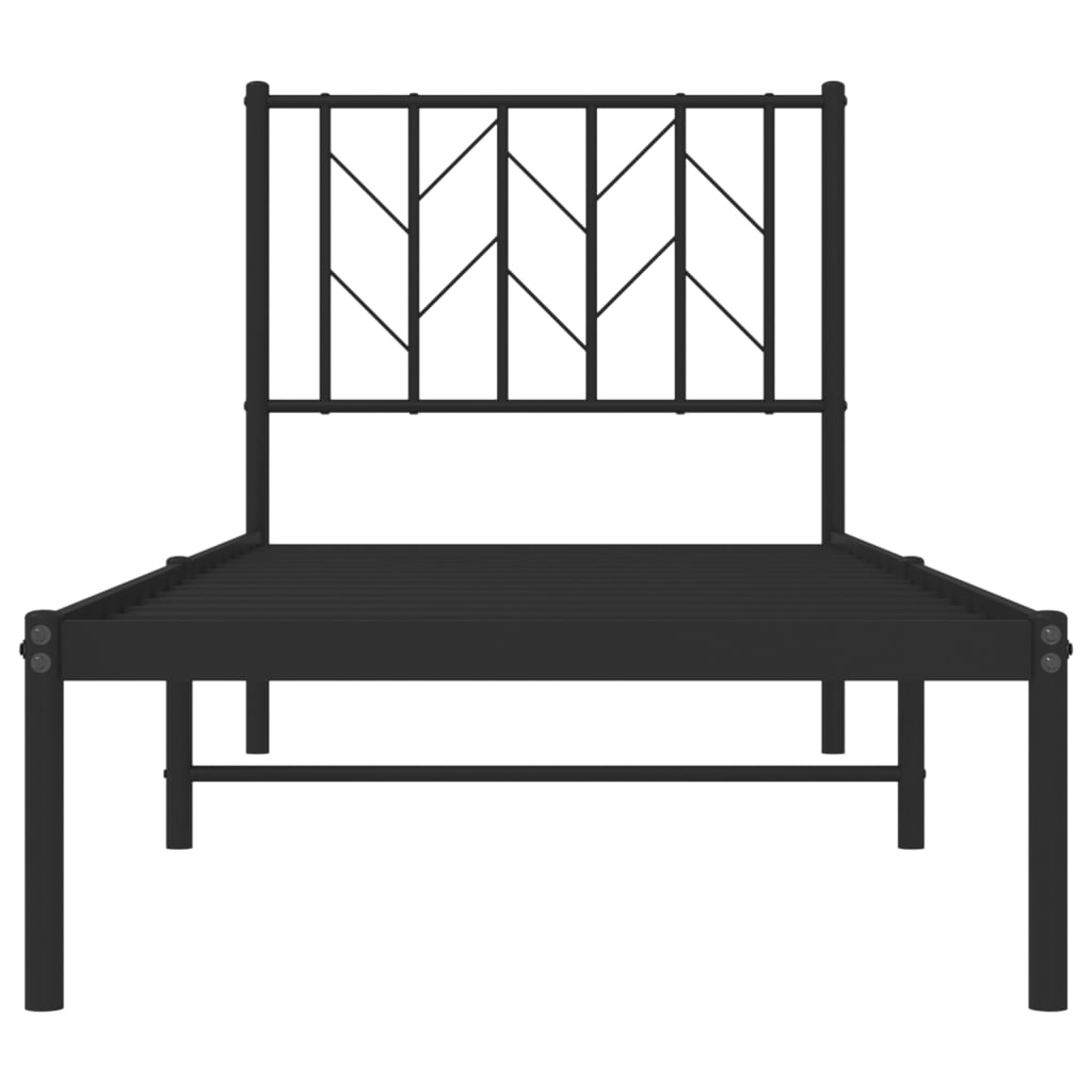 vidaXL Estrutura de cama metal s/ colchão c/ cabeceira 75x190 cm preto