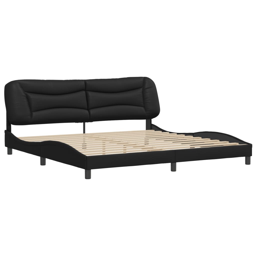 vidaXL Estrutura cama c/ cabeceira 200x200 cm couro artificial preto