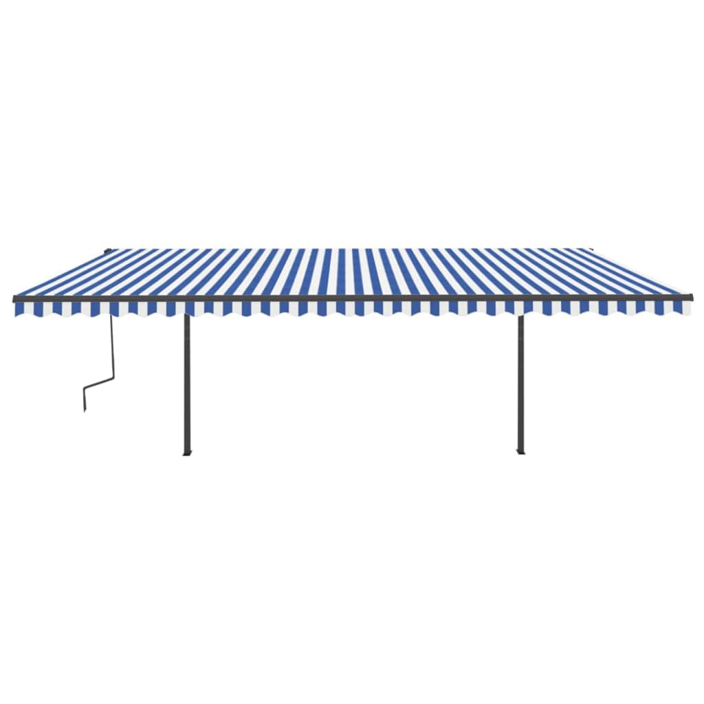 vidaXL Toldo automático c/ LED e sensor de vento 6x3,5 m azul e branco