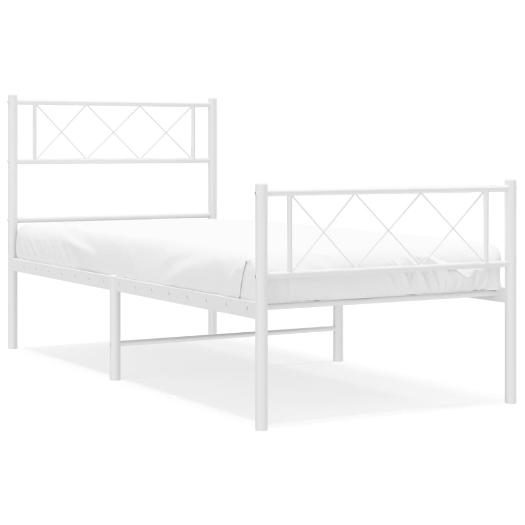 vidaXL Estrutura de cama com cabeceira e pés 80x200 cm metal branco